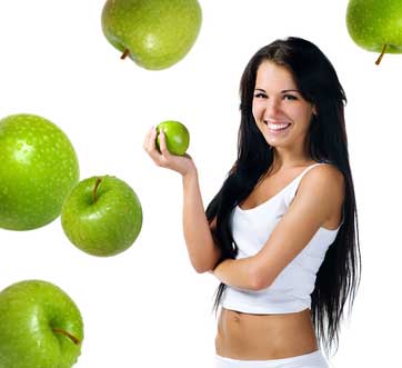 girl with green apples 