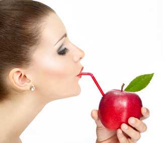 drinking from an apple 