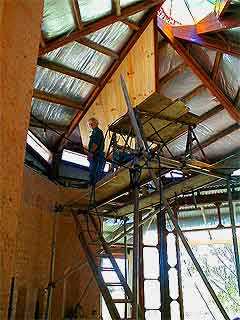 The main room with the first ceiling section in place