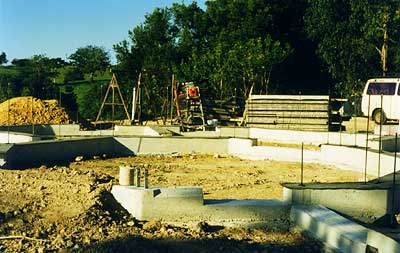 the formwork for the rammed earht walls arrives 