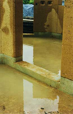 rain water covers the kitchen floor 