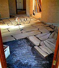 kitchen floor being poured & laid
