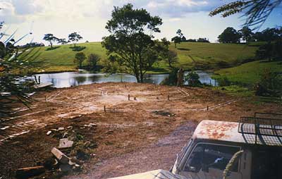 the foundations laid out for the excavator