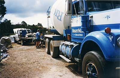 the concrete pumping setup