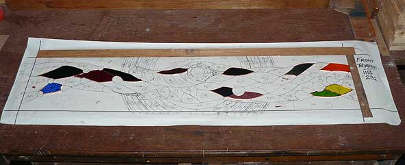 Starting to layout the pieces on the cartoon for assembly 