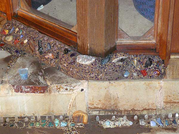 renaining exposed concrete is now gem-encrusted