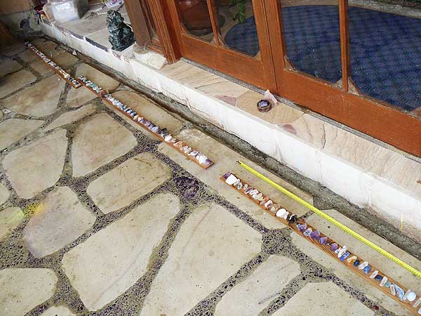 Gems in position ready for placing in the mortar