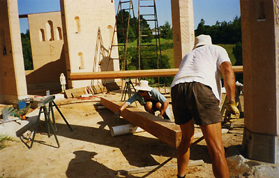 the poles arrive at the worksite
