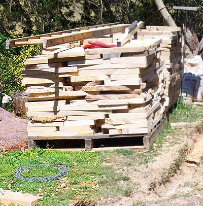 Sandstone on pallets awaiting disposition