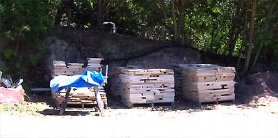 The pallets in place on site