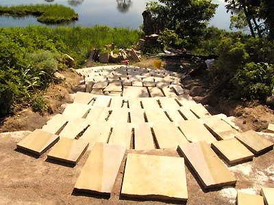 The sandstone laid on the steps