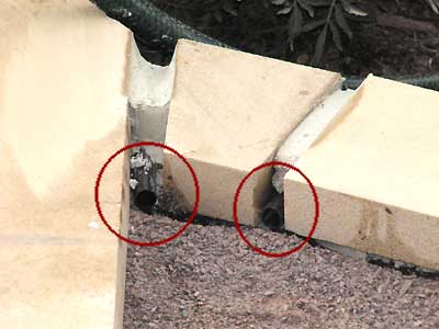 A detail of the drainage arrangements