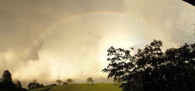 the rainbow over the finished lay