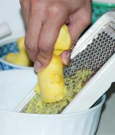 grating ginger for tea